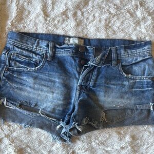 Free People Blue Denim Shorts
